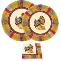 Hanna K Fall Turkey Heavyweight Dinner Paper Plates 10.25