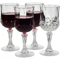 Blue Sky Simcha Collection Crystal Like Elegant Plastic Wine Glasses 8 Oz