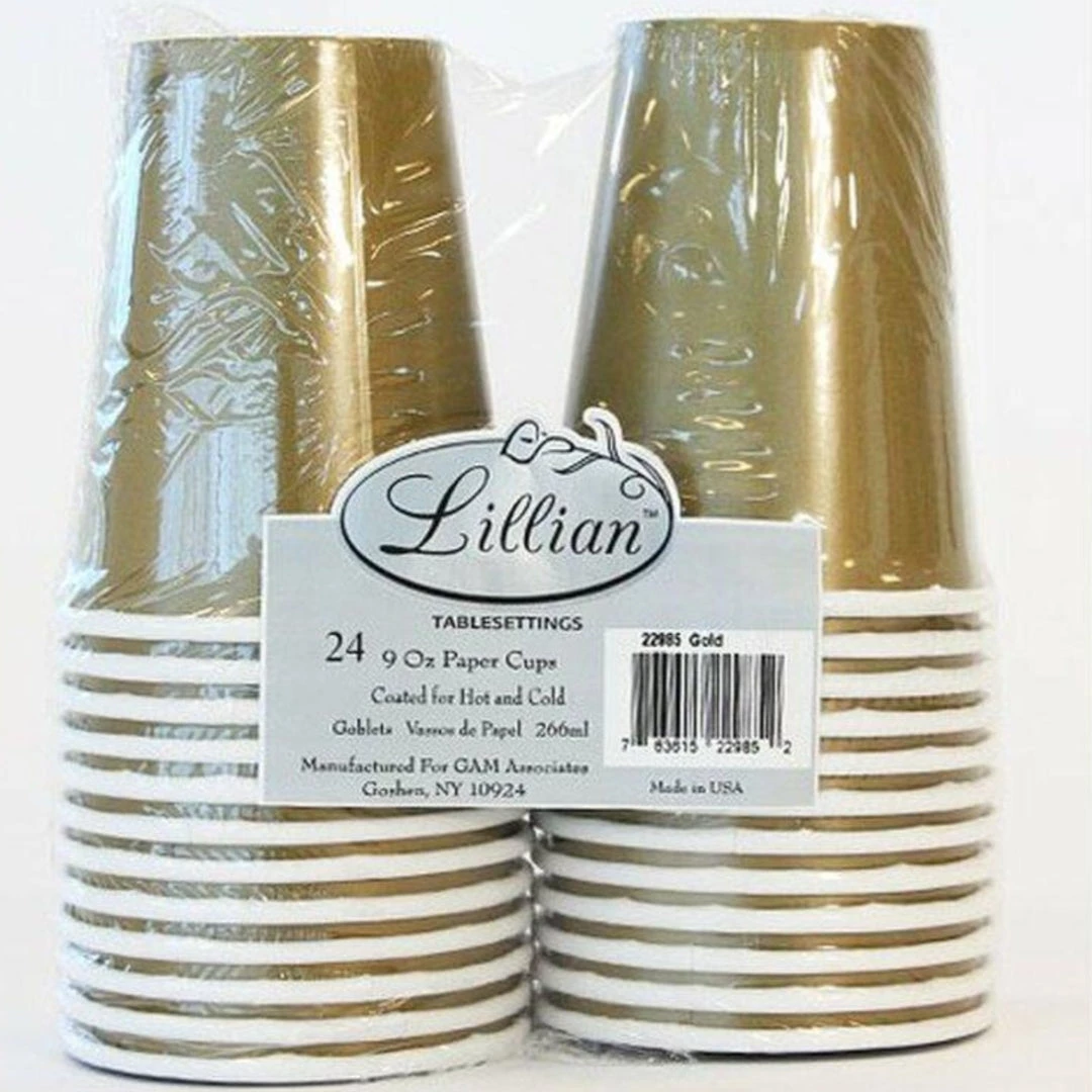 Lillian SALE Paper Cup Gold Hot Cold 9 Oz 24 Count 4 Lillian SALE Paper Cup Gold Hot Cold 9 Oz 24 Count