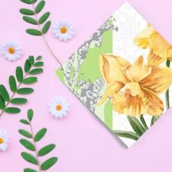 Nicole Fantini Collection Elegant Napkins Golden Blooms Disposable Lunch Paper Napkins 20 Ct