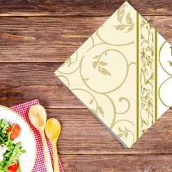 Nicole Fantini Collection Elegant Napkins Golden Curlicue 1 Disposable Lunch Paper Napkins 20 Ct