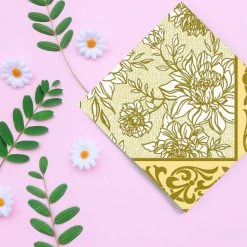 Nicole Fantini Collection Golden Peach Petal Pride Disposable Lunch Paper Napkins 20 Ct