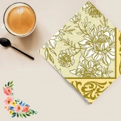 Nicole Fantini Collection Golden Peach Petal Pride Disposable Lunch Paper Napkins 20 Ct