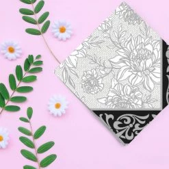 Nicole Fantini Collection Grey Petal Pride Disposable Lunch Paper Napkins 20 Ct Elegant Napkins