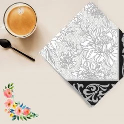 Nicole Fantini Collection Grey Petal Pride Disposable Lunch Paper Napkins 20 Ct Elegant Napkins