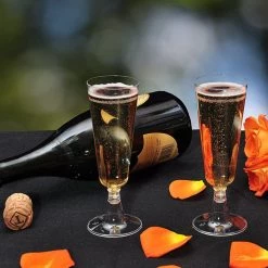 Hanna K Signature Hanna K. Signature Elegant Plastic Champagne Glasses Heavyweight Flute 5 Oz