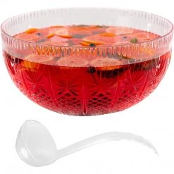 Hanna K 12 Quart Premium EXTRA Heavy Weight Plastic CRYSTAL Clear Punch Bowl Elegant Serving Bowls