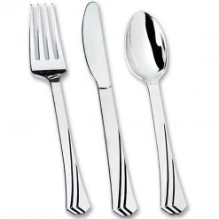 Hanna K Signature Hanna K. Signature Polished Plastic Forks Silver Elegant Cutlery