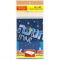 Hanna K Chanukah Spirit Heavyweight Plastic Table Cover 54" X 96"