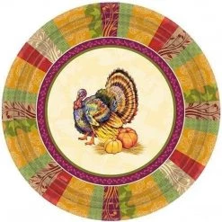 Hanna K Fall Turkey Heavyweight Dinner Paper Plates 10.25" Thanksgiving