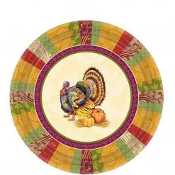 Hanna K Fall Turkey Heavyweight Paper Plates 7" Thanksgiving