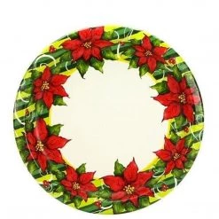 Hanna K Christmas Poinsettia Wreath Premium Heavyweight Dinner Paper Plates 7"