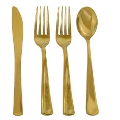 Lillian Cutlery Silverware Extra Heavyweight Plastic Disposable Flatware Combo Gold 96 Pieces 8 Lillian Cutlery Silverware Extra Heavyweight Plastic Disposable Flatware Combo Gold 96 Pieces