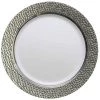 Decorline Elegant Plates Hammered Collection Dinner Plate White Silver 10.25"