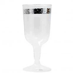 Decorline Clearance Sale SALE Hammered Collection Plastic Wine Cups Silver 10 Oz 10 Count