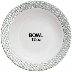 Decorline Hammered Collection Soup Bowls White Silver 12 Oz