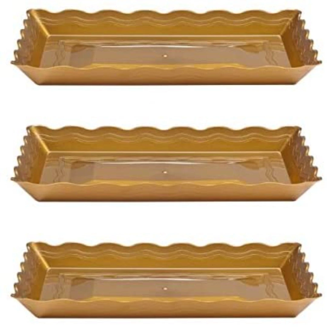 Hanna K Elegant Trays 12" X 18" Gold Rectangular Tray 2 Hanna K Elegant Trays 12" X 18" Gold Rectangular Tray