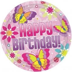 Hanna K Signature SALE Hanna K. Signature Bday Butterfly Plates 7" 36 Count Birthday Party