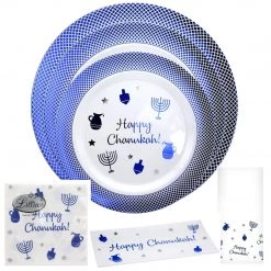 Lillian Tablesettings Hanukkah Happy Chanukah Luncheon Blue Paper Napkins 2-Ply