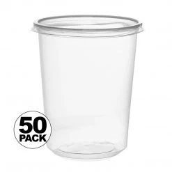 OnlyOneStopShop 32 Oz. Lightweight Clear Plastic Round Deli Container With Lids Deli Storage Containers