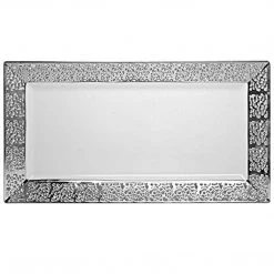 Decorline Clearance Sale SALE Inspiration Collections Plastic Serving Trays Silver White 14" X 7.25" 2 Count