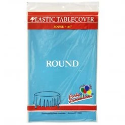 Party Dimensions TableCloth Plastic Disposable Round Island Blue 84'' Tablecloths & Placemats