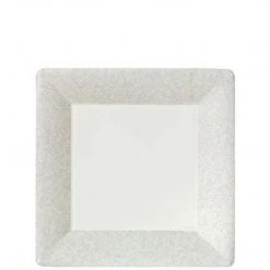 Lillian SALE Ivory Texture Square Dinner Paper Plates 7" 24 Count
