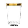 Blue Sky Plastic Disposable Cups Gold Rim Tumblers 10 Oz Jumbo Pack Elegant Cups