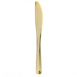 Lillian Cutlery Silverware Extra Heavyweight Disposable Flatware Knives Gold Elegant Cutlery
