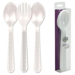 Lillian Lacetagon Serving Set Two Spoons And One Fork Pearl 10"