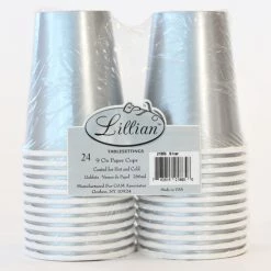 Lillian SALE Paper Cup Silver Hot Cold 9 Oz 24 Count