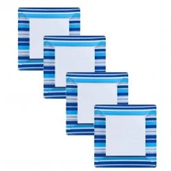 Lillian SALE Blue Stripe Square Plates 7" 24 Count Clearance Sale