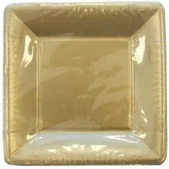 SALE Lillian Square Dinner Paper Plates Solid Gold 10
