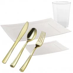 Lillian Tablesettings ELEGANT RECTANGULAR CLEAR PLASTIC TABLEWARE PACKAGE