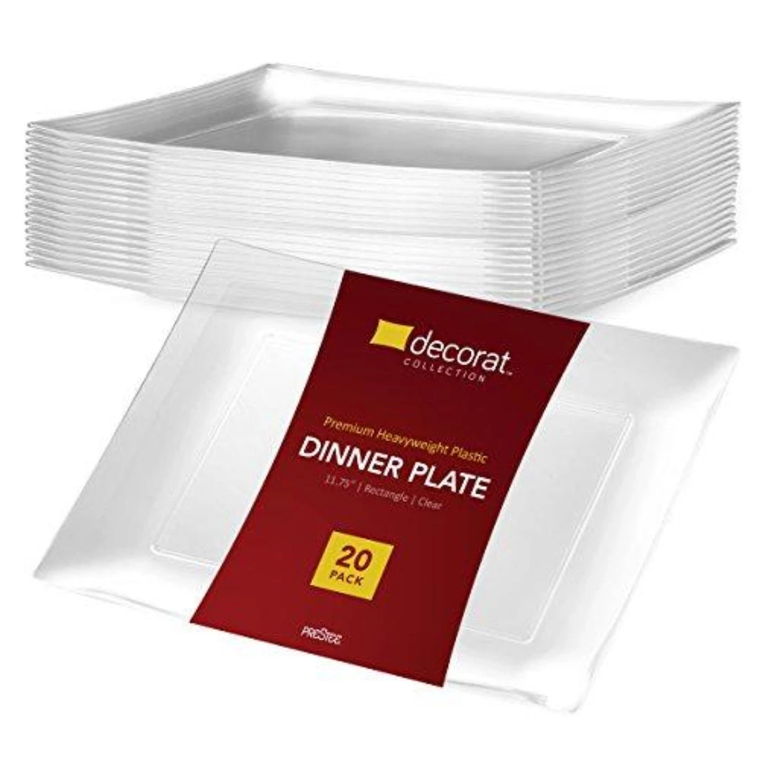 Lillian Tablesettings Rectangular Plastic Entree Plates Clear 11.75" 3 Lillian Tablesettings Rectangular Plastic Entree Plates Clear 11.75"