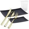 Lillian Tablesettings ELEGANT RECTANGULAR BLACK PLASTIC TABLEWARE PACKAGE