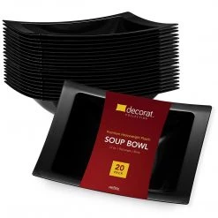 Lillian Tablesettings Rectangular Plastic Soup Bowls Black 12 Oz Elegant Plates
