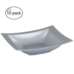 Lillian Tablesettings Clearance Sale SALE Rectangular Plastic Soup Bowls Silver 12 Oz 10 Pack