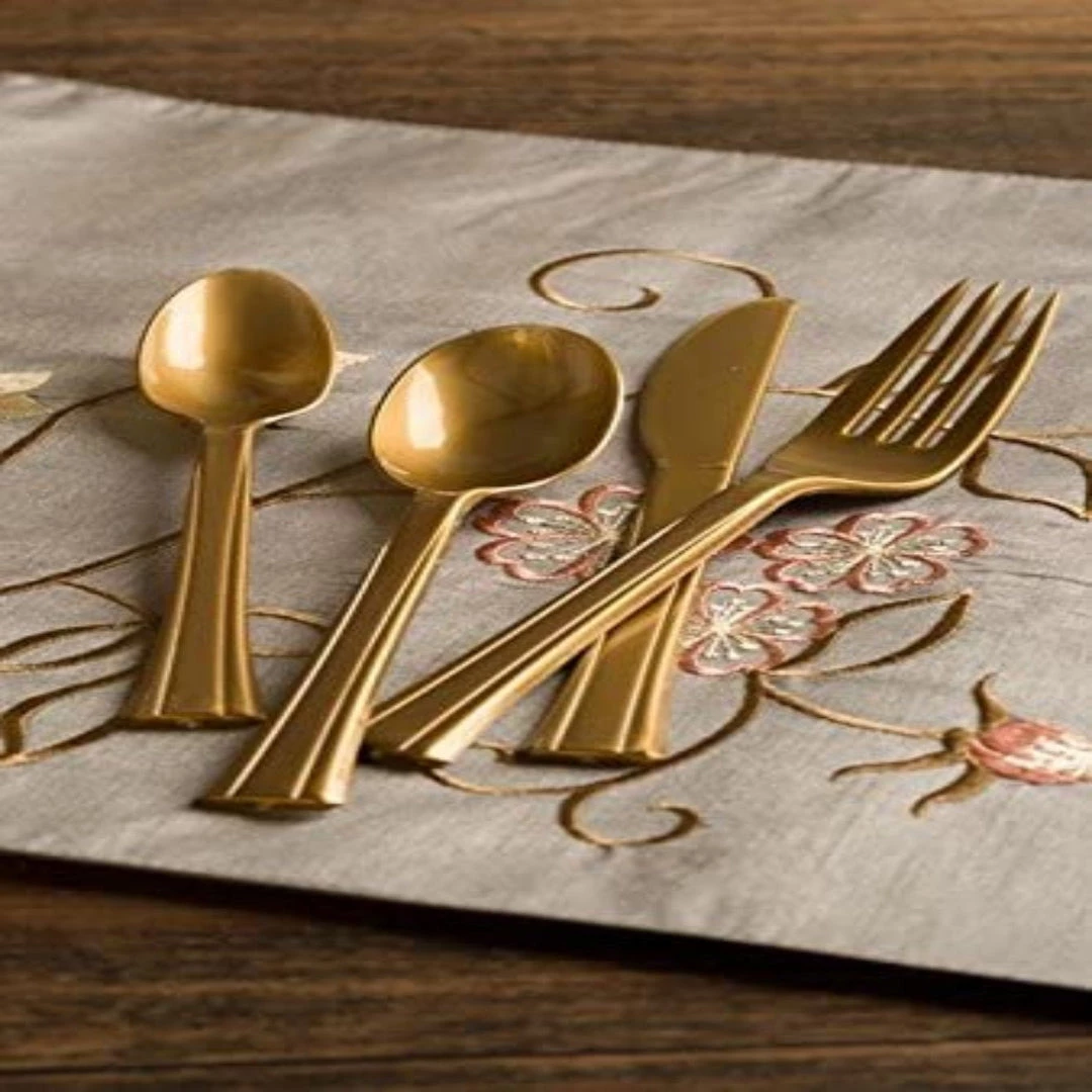 Lillian Tablesettings Extra Strong Quality Gold Premium Plastic Knives Plastic Cutlery 3 Lillian Tablesettings Extra Strong Quality Gold Premium Plastic Knives Plastic Cutlery