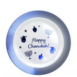 Lillian Tablesettings Happy Chanukah Heavyweight Blue Plastic Plate 7