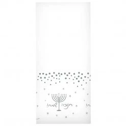 Hanna K Chanukah Plastic Heavyweight Silver Tablecover 54" X 108"