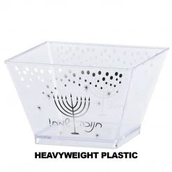 Lillian Tablesettings Chanukah Condiment Heavyweight Clear Silver Bowl 8oz