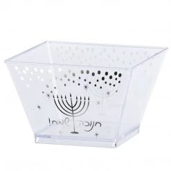 Lillian Tablesettings Chanukah Condiment Heavyweight Clear Silver Bowl 8oz