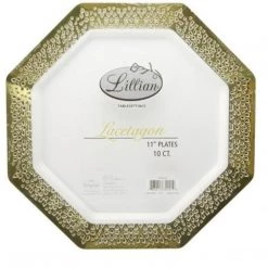 Lillian Gold Rim Lacetagon Pearl Plate 7.25" Elegant Plates