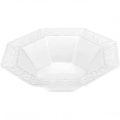 Elegant Plates Lillian Tablesettings Lacetagon Plastic Plate Pearl 5 Oz