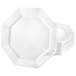 Lillian Tablesettings Lacetagon Plastic Plate Pearl 7.5