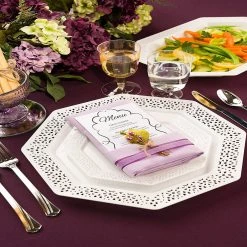 Lillian Tablesettings Lacetagon Plastic Plate Pearl 7.5"