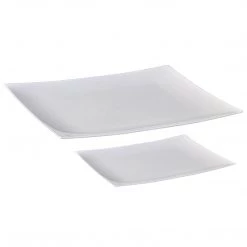 Lillian Tablesettings Elegant Party Sets ELEGANT RECTANGULAR PEARL WHITE PLASTIC TABLEWARE PACKAGE 7 Lillian Tablesettings Elegant Party Sets ELEGANT RECTANGULAR PEARL WHITE PLASTIC TABLEWARE PACKAGE