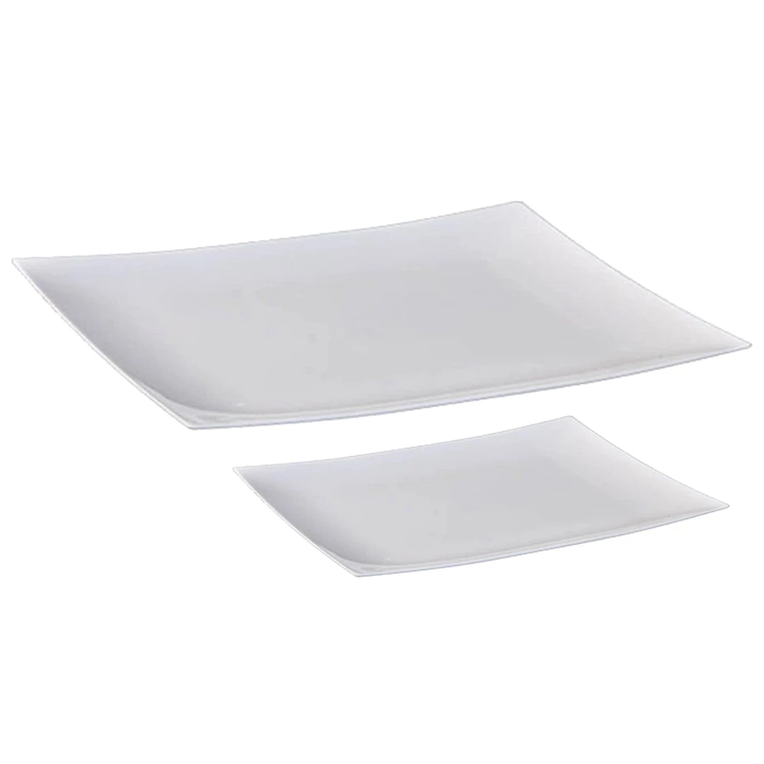 Lillian Tablesettings Elegant Party Sets ELEGANT RECTANGULAR PEARL WHITE PLASTIC TABLEWARE PACKAGE 3 Lillian Tablesettings Elegant Party Sets ELEGANT RECTANGULAR PEARL WHITE PLASTIC TABLEWARE PACKAGE