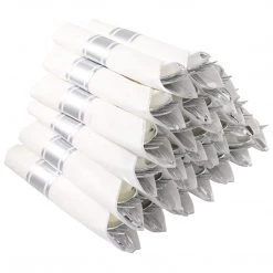 Lillian Pre-Rolled Cutlery And Napkin Set Polished Silver Elegant Cutlery